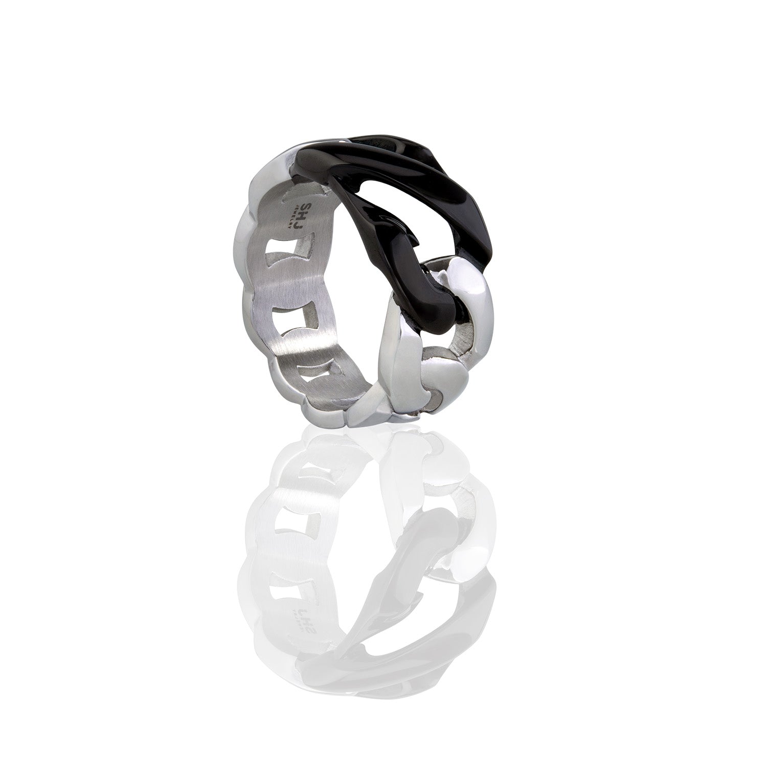 Black Double Link Chain Ring