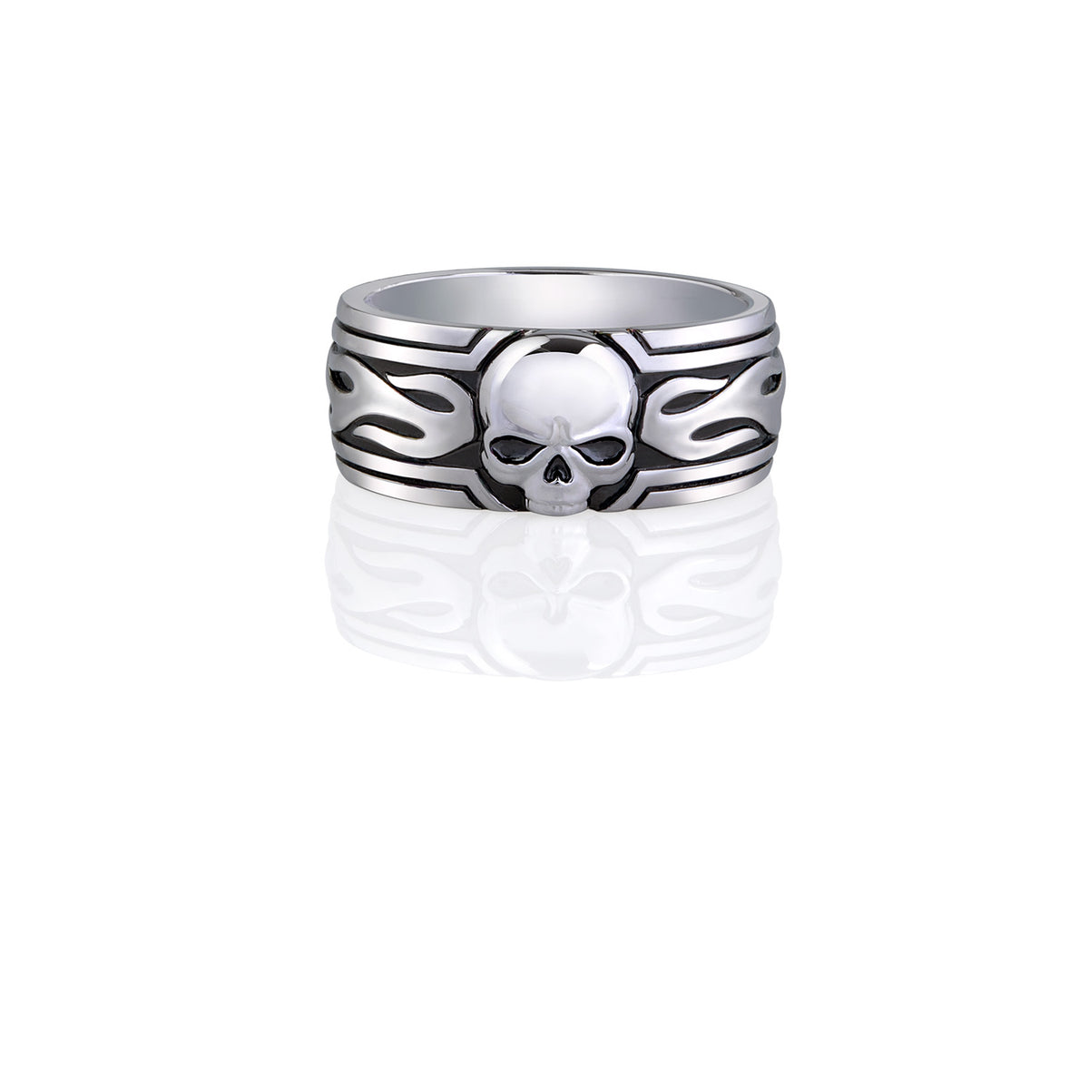 Blazin&#39; Skull Band Ring