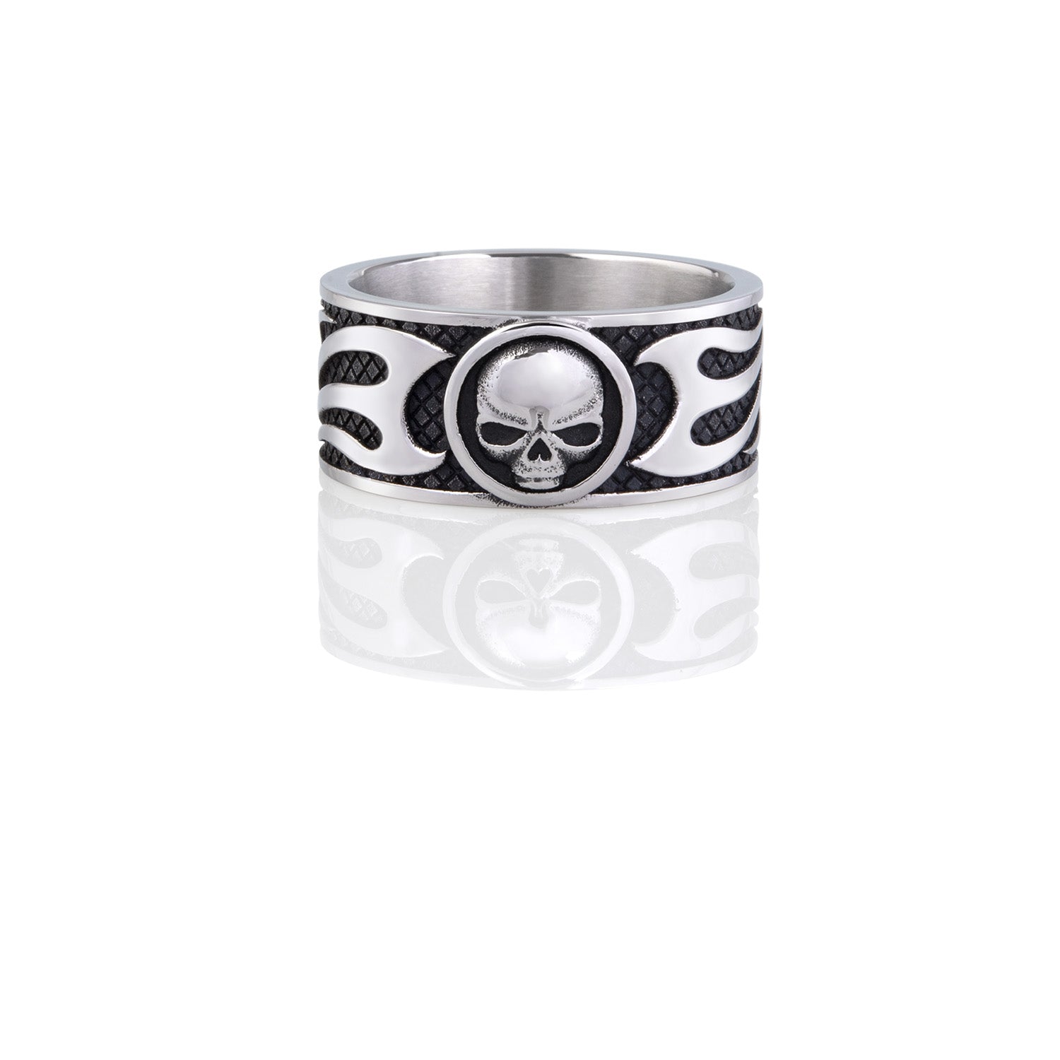 Blazin' Skull Wide Band Ring