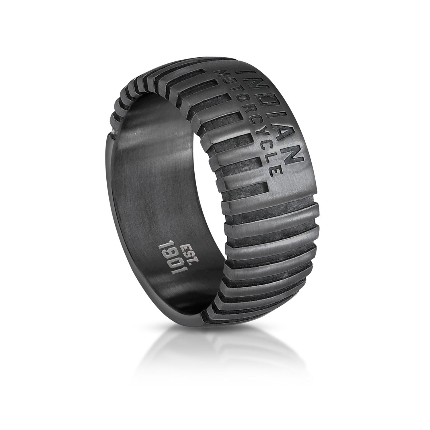 Engine Lines Band Ring in Gray