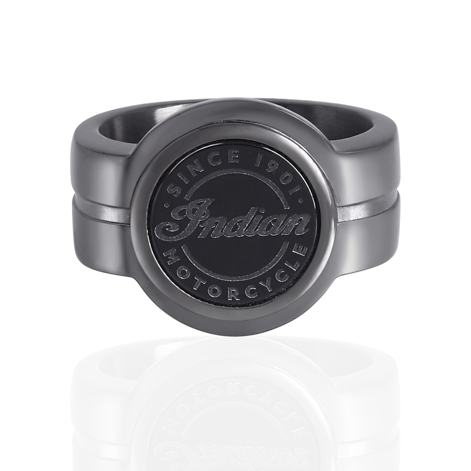 Midnight Indian Motorcycle Script Ring