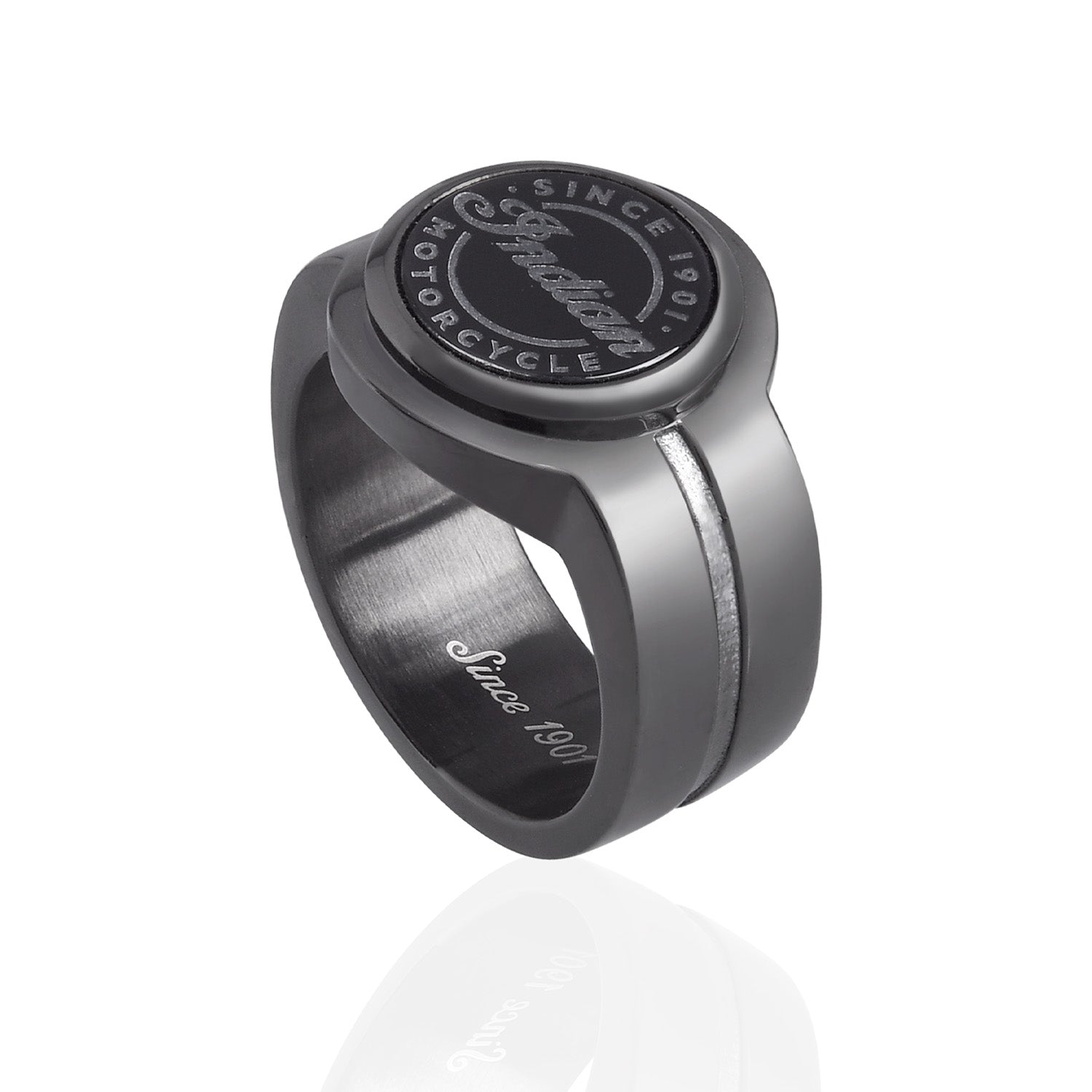 Midnight Indian Motorcycle Script Ring