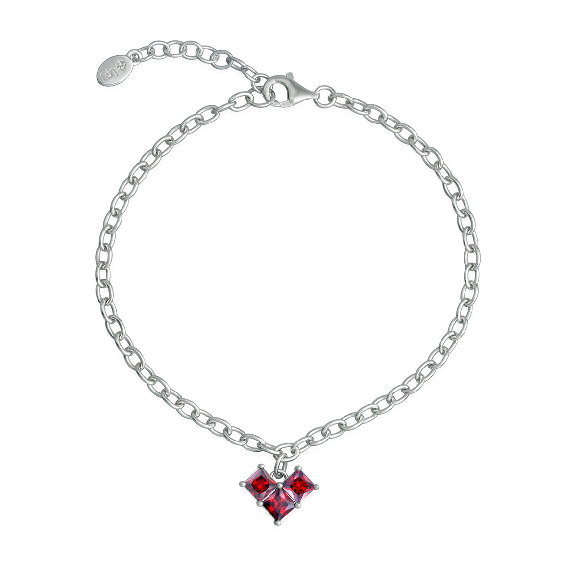 Red 3-Stone Bling Heart Bracelet