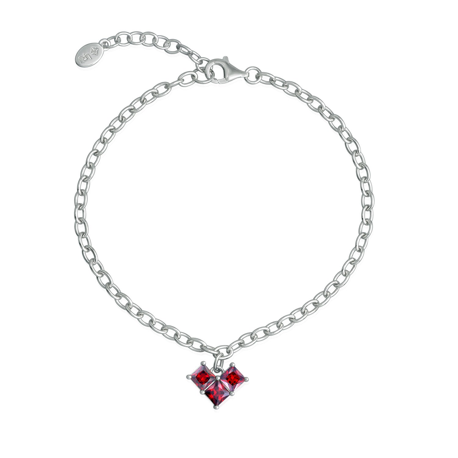 Red 3-Stone Bling Heart Bracelet