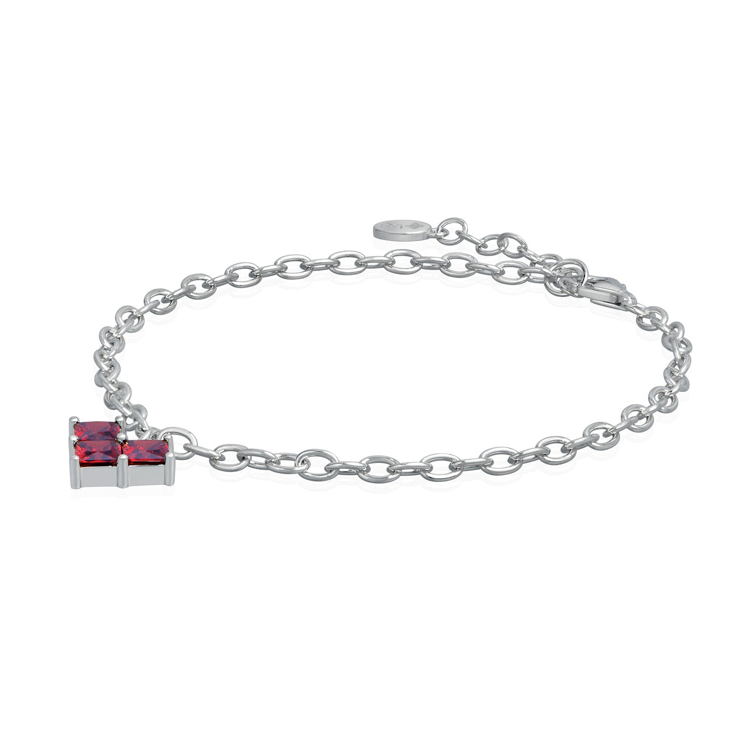 Red 3-Stone Bling Heart Bracelet