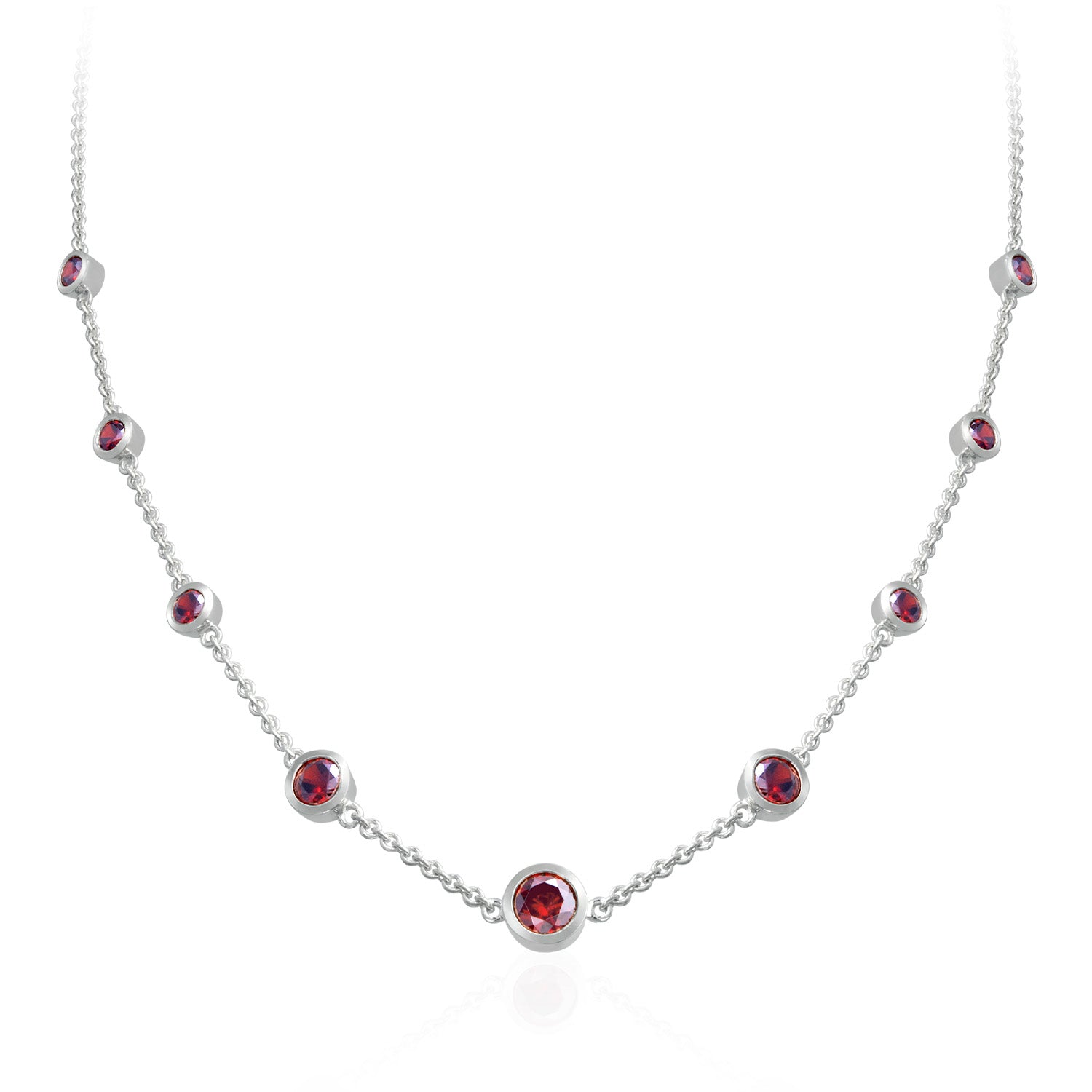 Red Stone Station Necklace