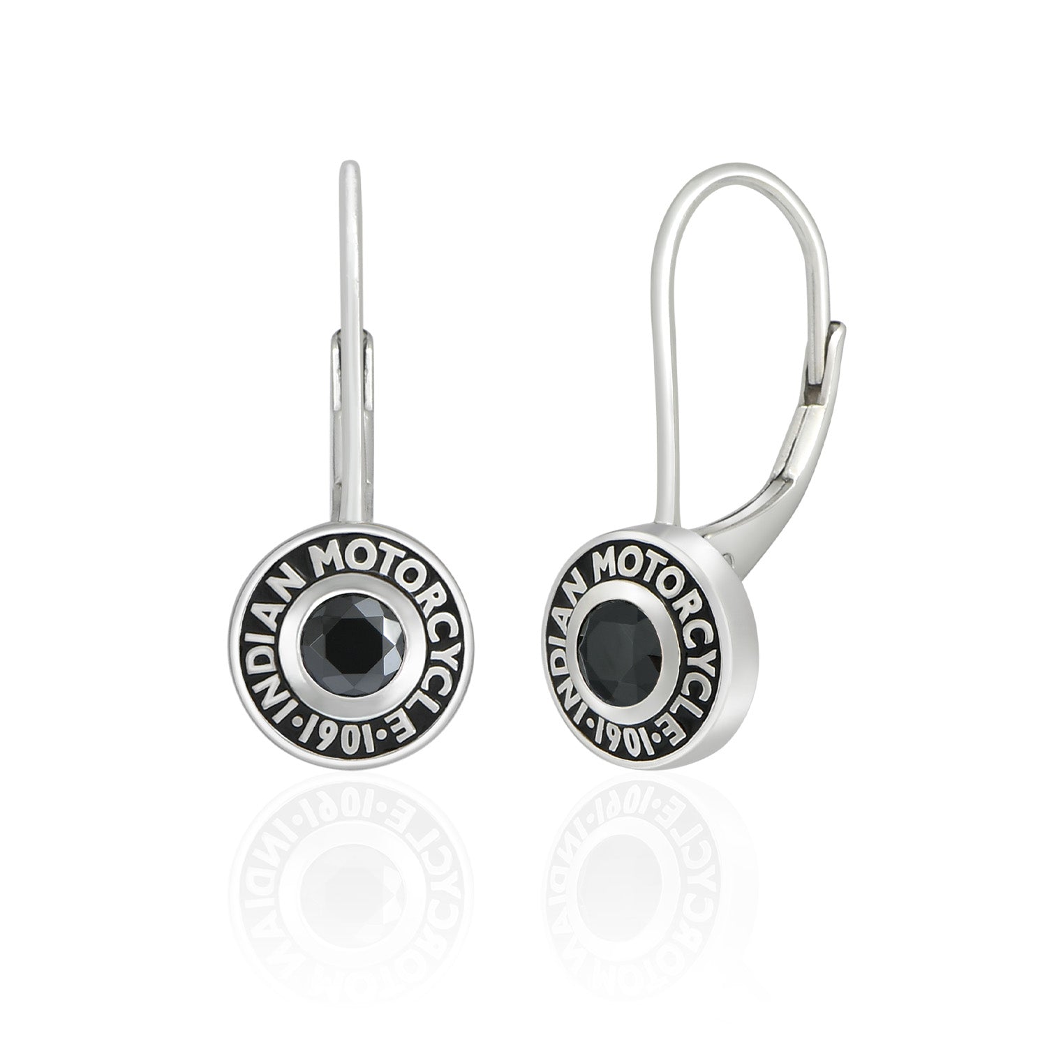 Rivet & Black Stone Drop Earrings