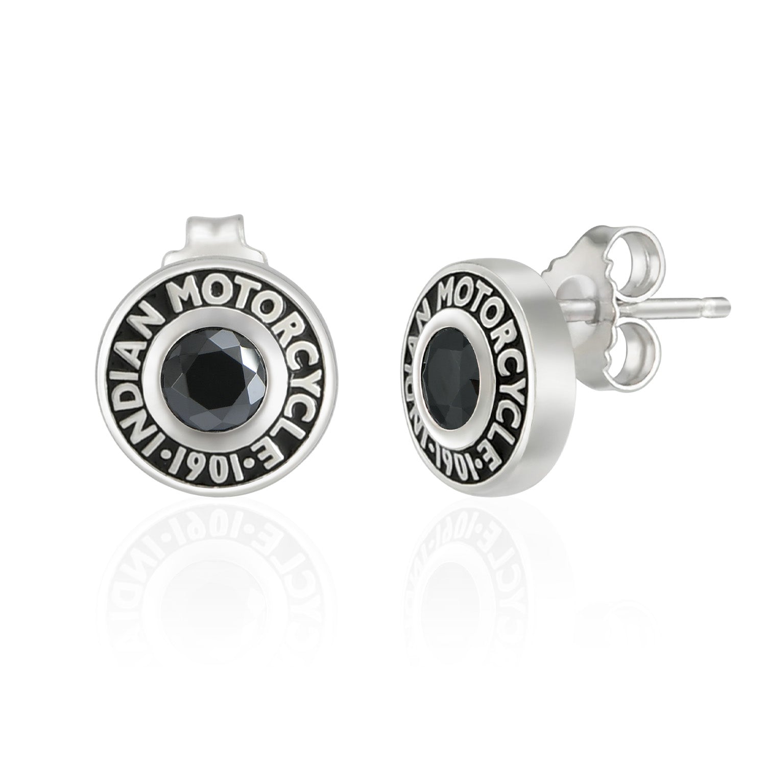 Rivet & Black Stone Post Earrings