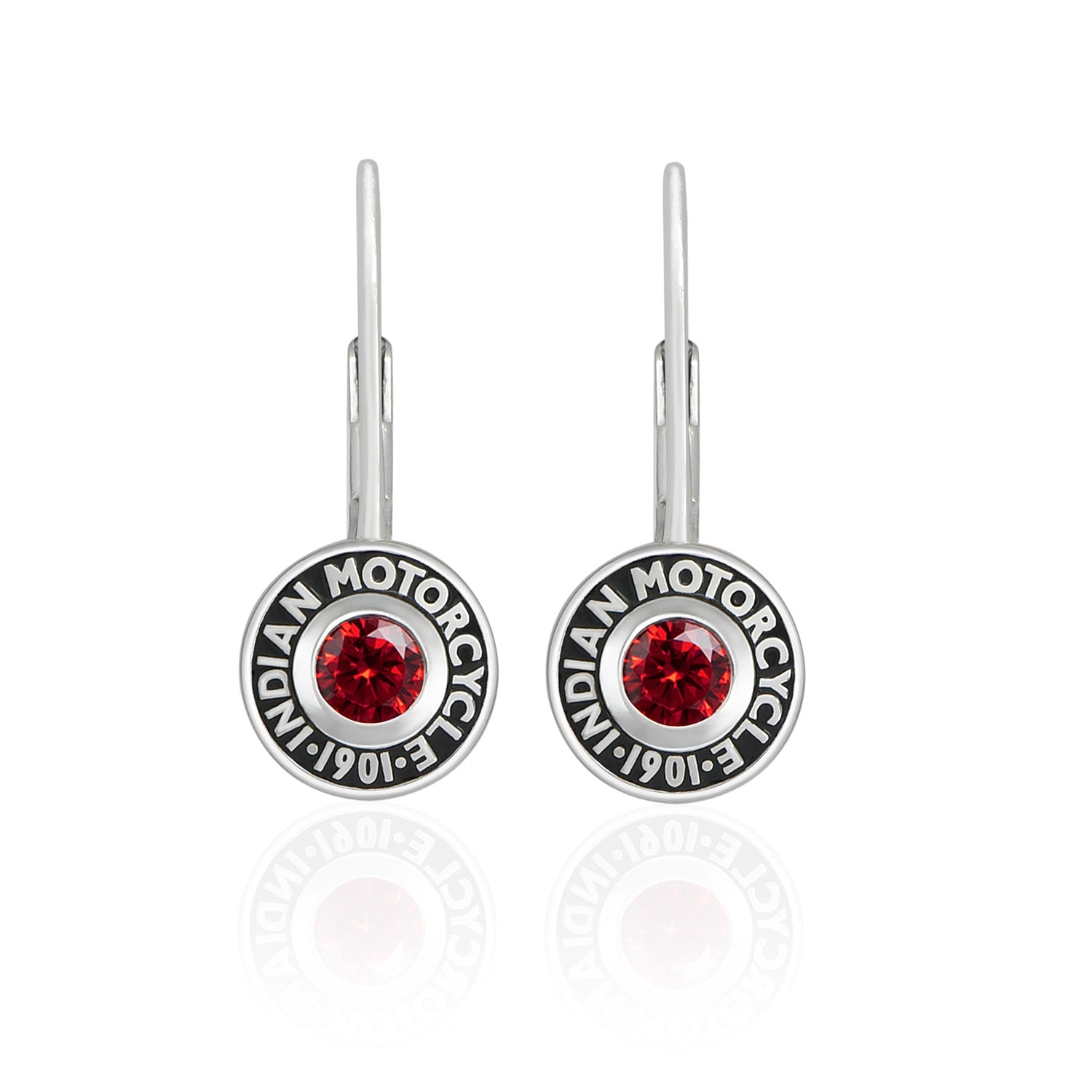 Rivet & Red Stone Drop Earrings