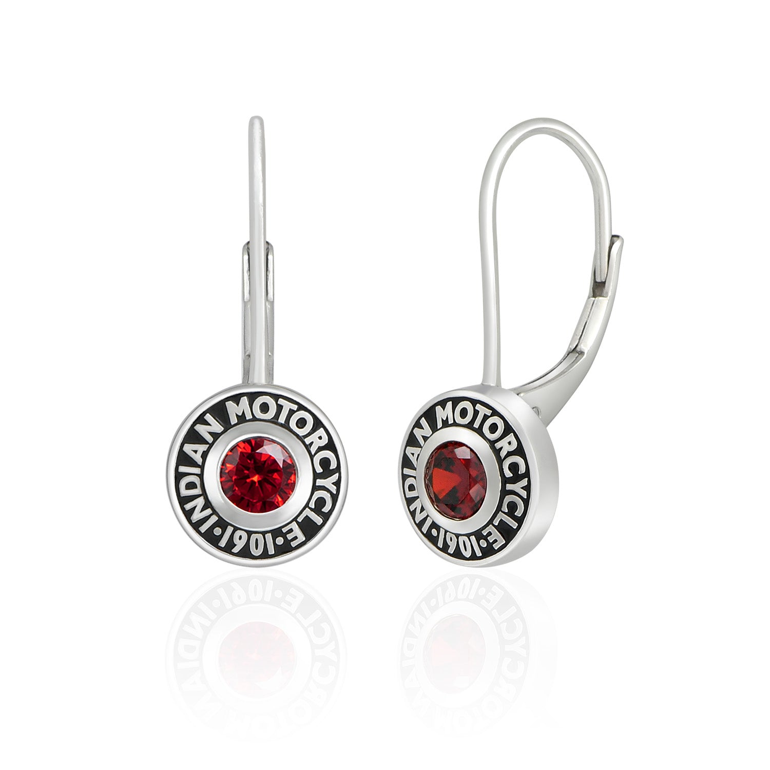 Rivet & Red Stone Drop Earrings