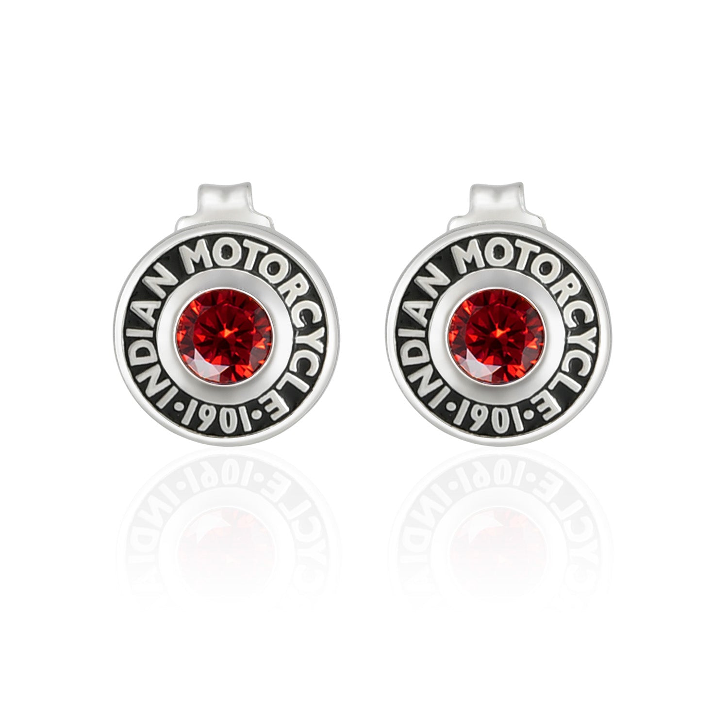 Rivet & Red Stone Post Earrings