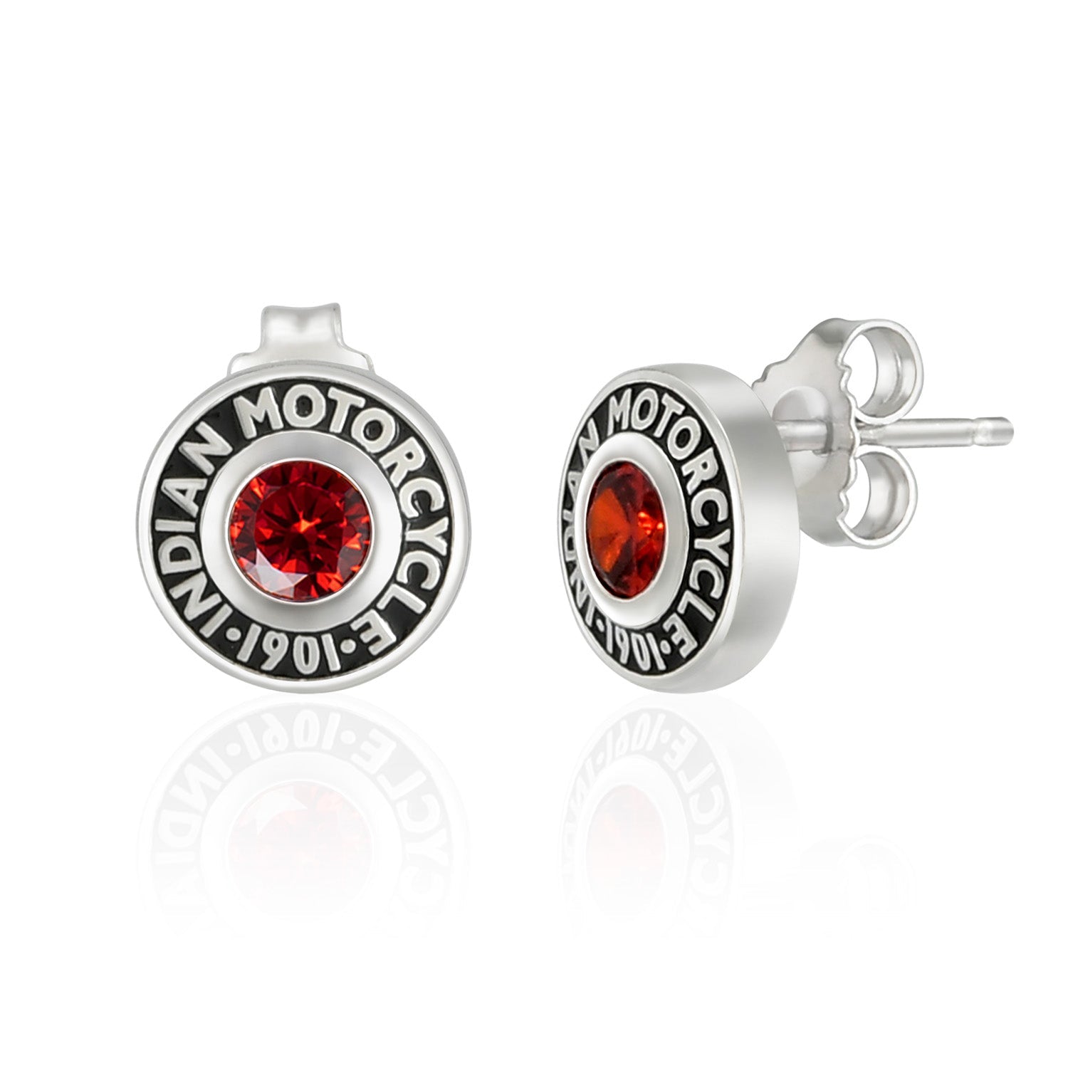 Rivet & Red Stone Post Earrings