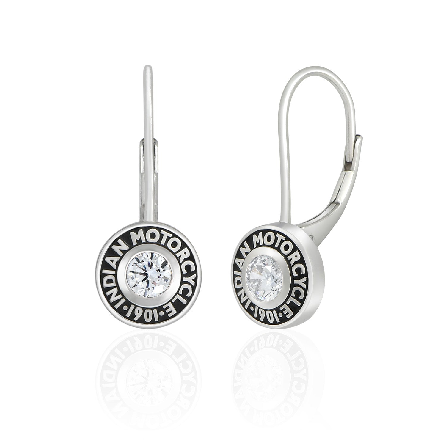 Rivet & White Stone Drop Earrings