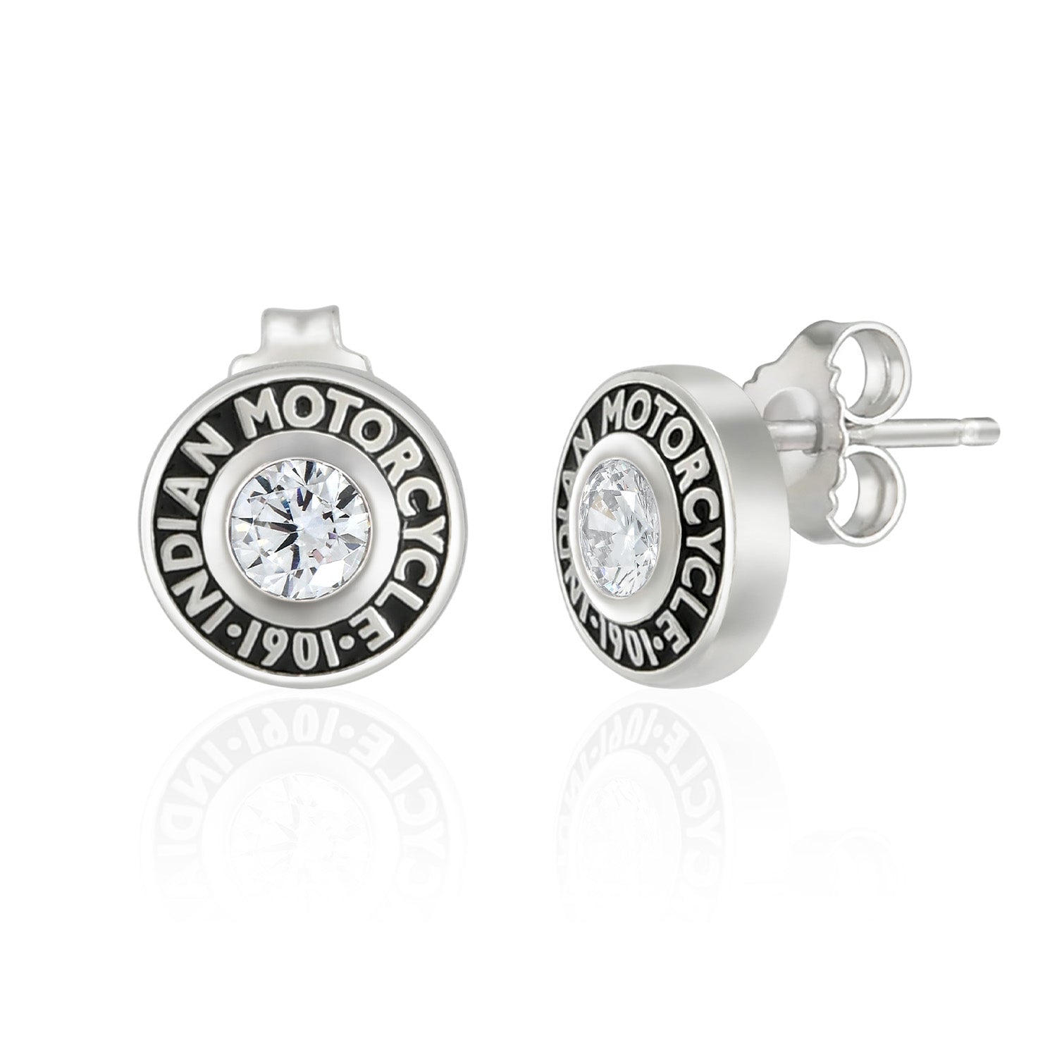 Rivet & White Stone Post Earrings