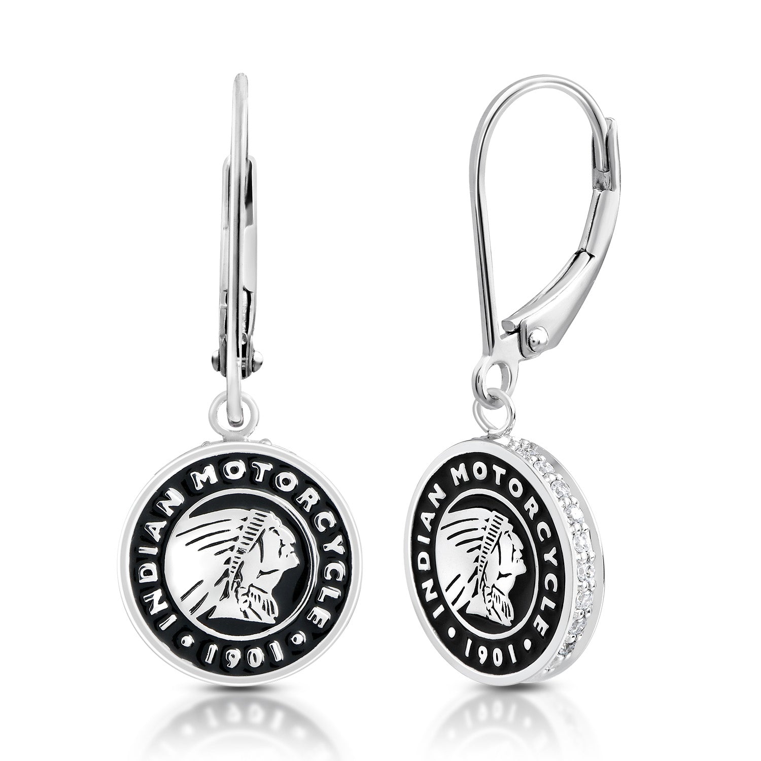 Roundel Headdress Silver & Bling Drop Earrings