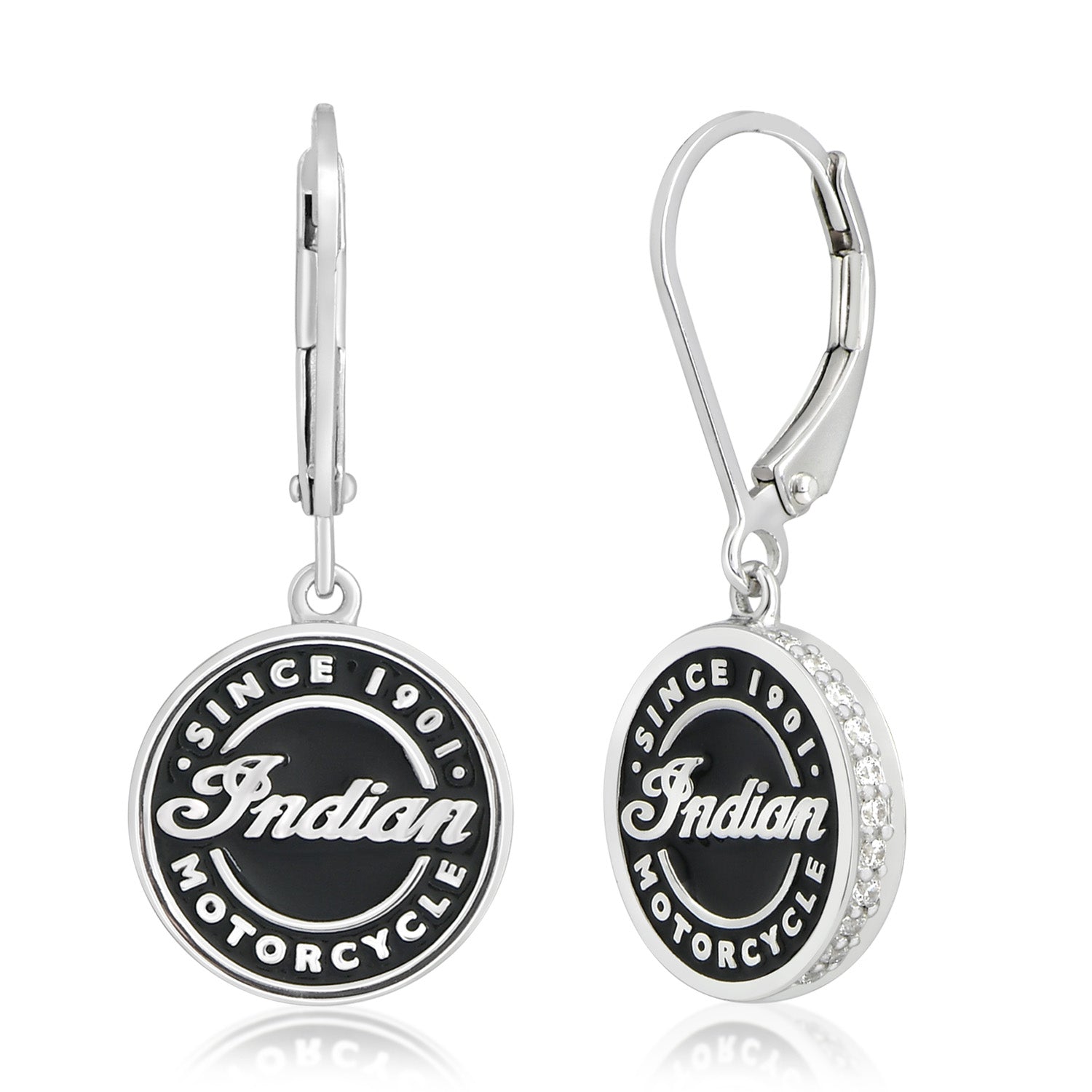 Roundel Script & Bling Drop Earrings