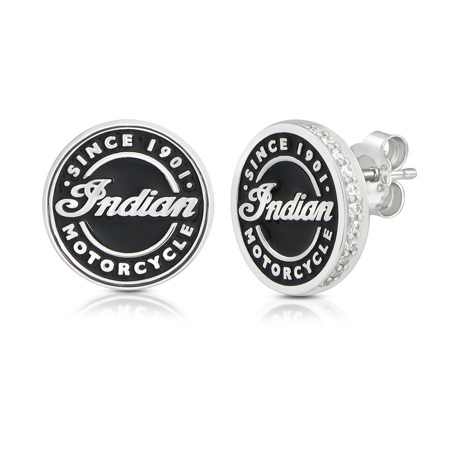 Roundel Script & Bling Post Earrings