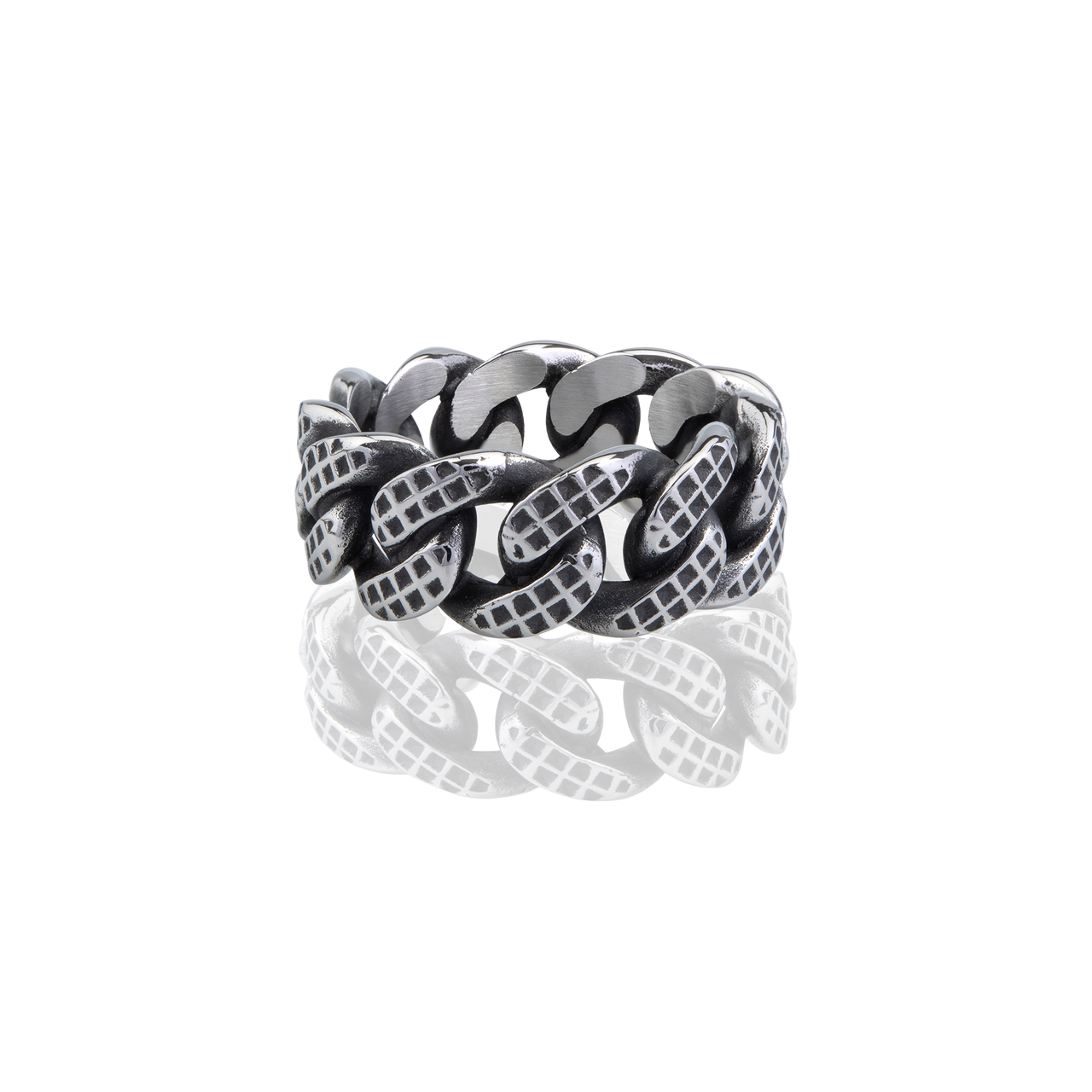 Checkered Curblink Band Ring