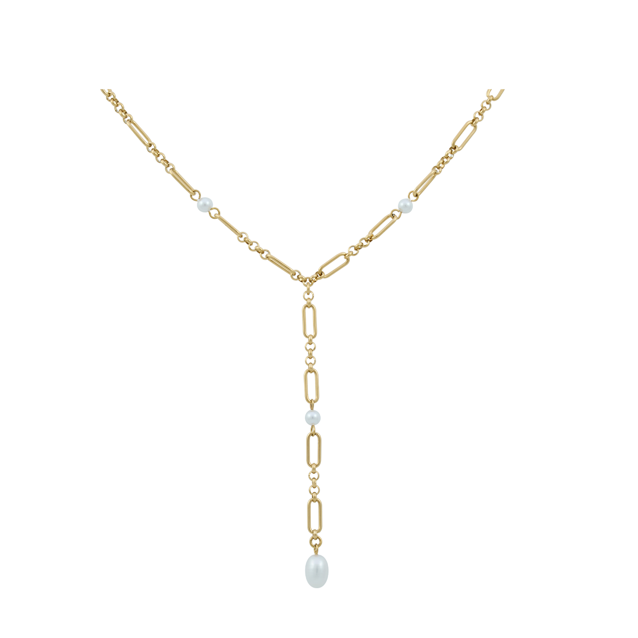 Dual Link Pearl Y Necklace